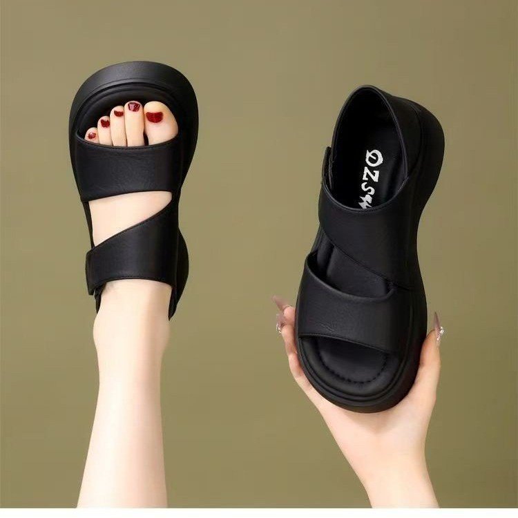 Women's Thick Sole Velcro Comfort Sandals with Closed Heel