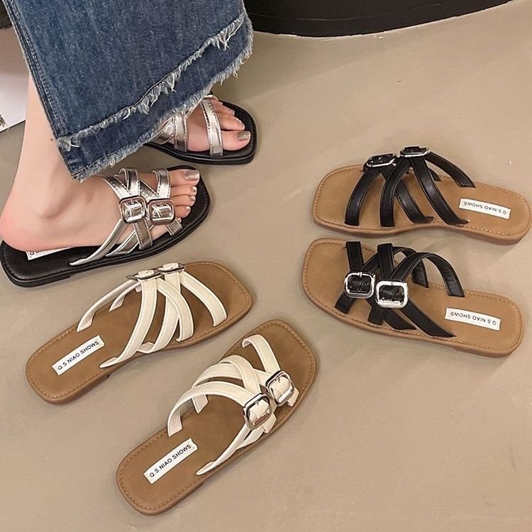 Women's Roman Slip-On Beach Sandals for Summer Outdoor Wear