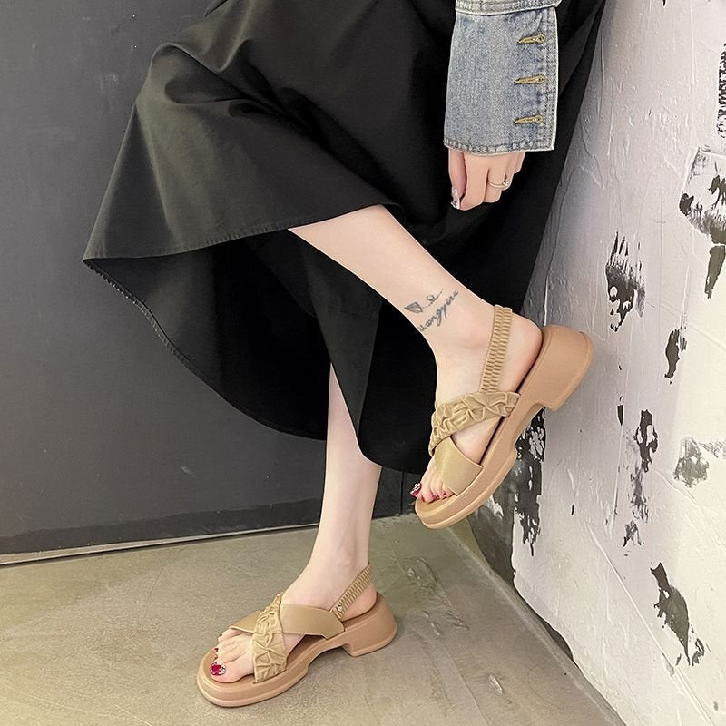 Women's Single Strap Platform Roman Flat Sandals