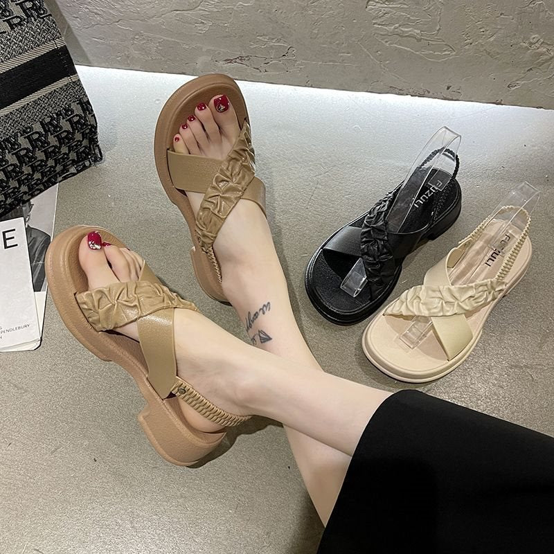 Women's Single Strap Platform Roman Flat Sandals