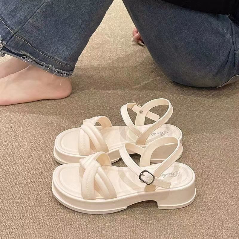Women's Thick Sole Roman Sandals with Single Strap
