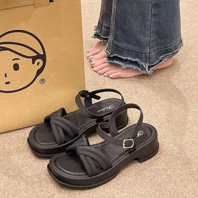 Women's Thick Sole Roman Sandals with Single Strap