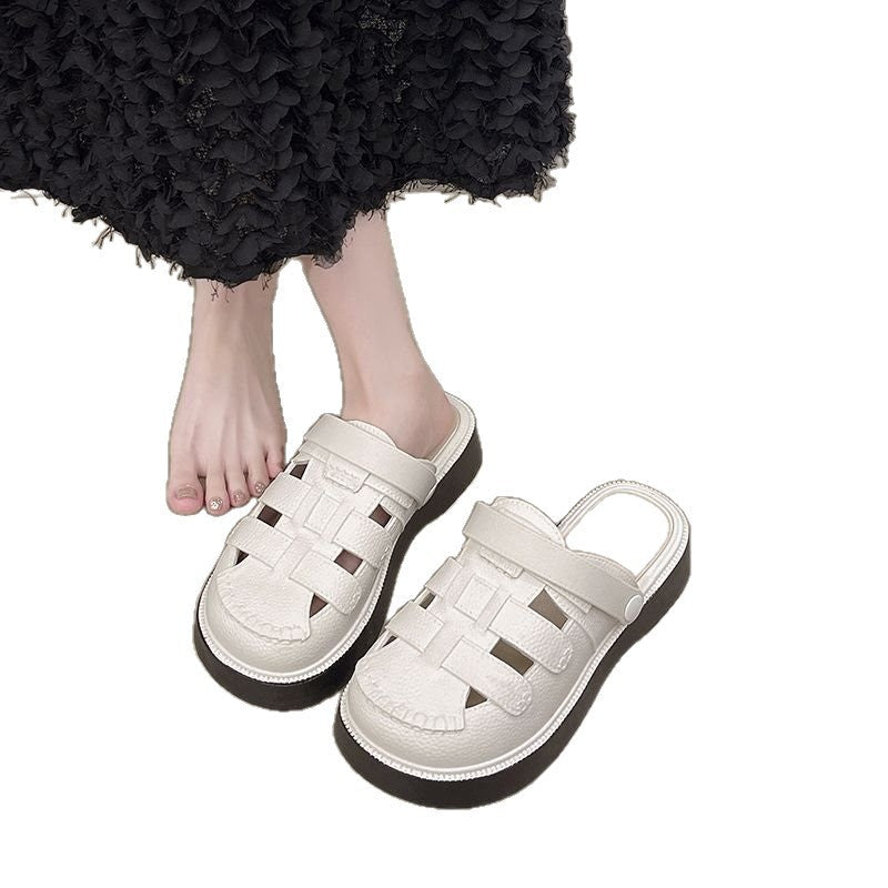 Women's Closed-Toe Cutout Platform Roman Sandals