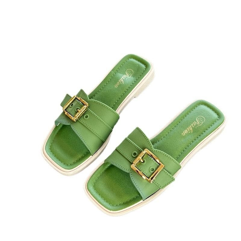 Women's Square Buckle Soft Sole Beach Sandals