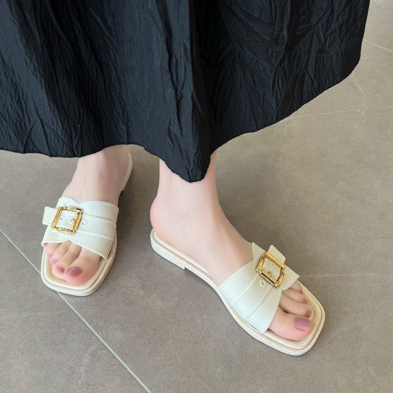 Women's Square Buckle Soft Sole Beach Sandals