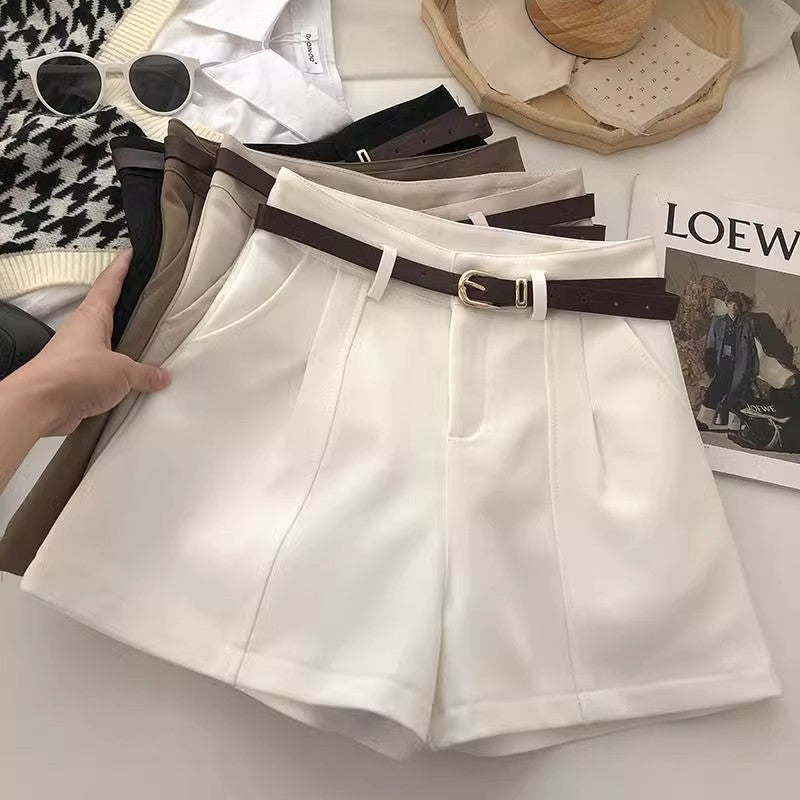 Women's High-Waist A-Line Wide-Leg Casual Shorts