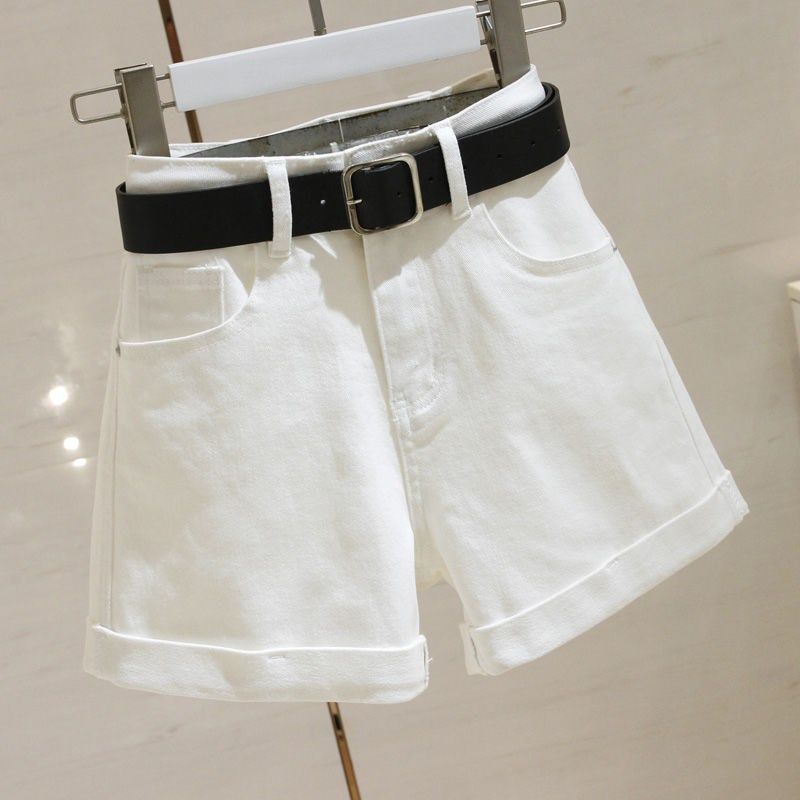 Women's High-Waist White Denim A-Line Shorts