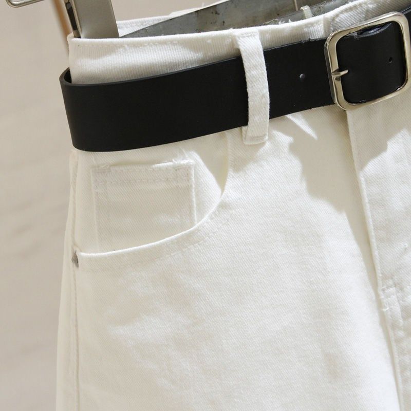 Women's High-Waist White Denim A-Line Shorts