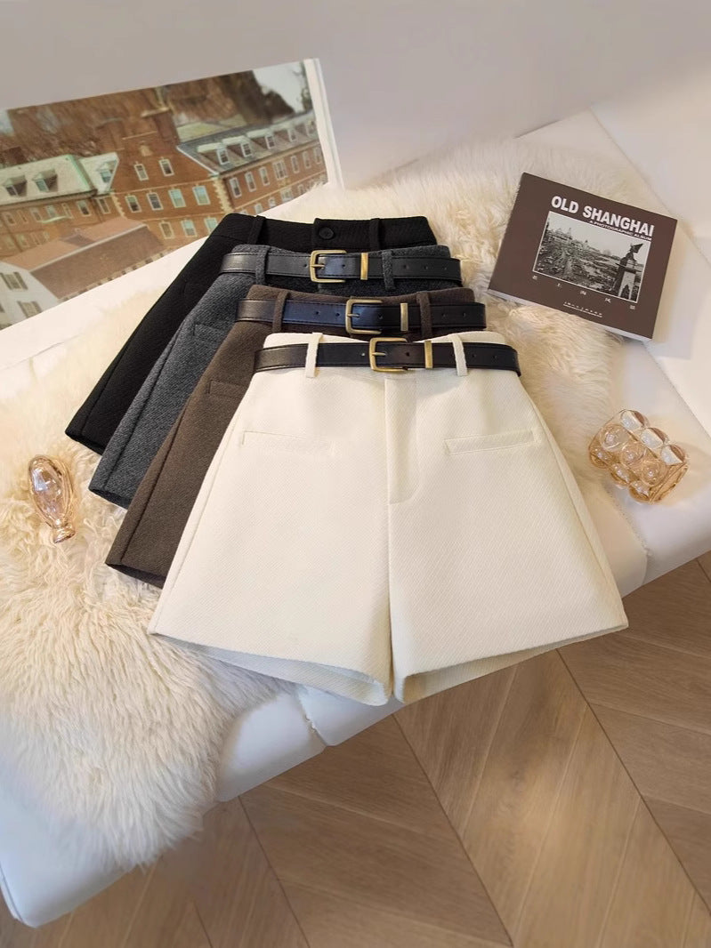 Women's High-Waist Wool Blend A-Line Shorts