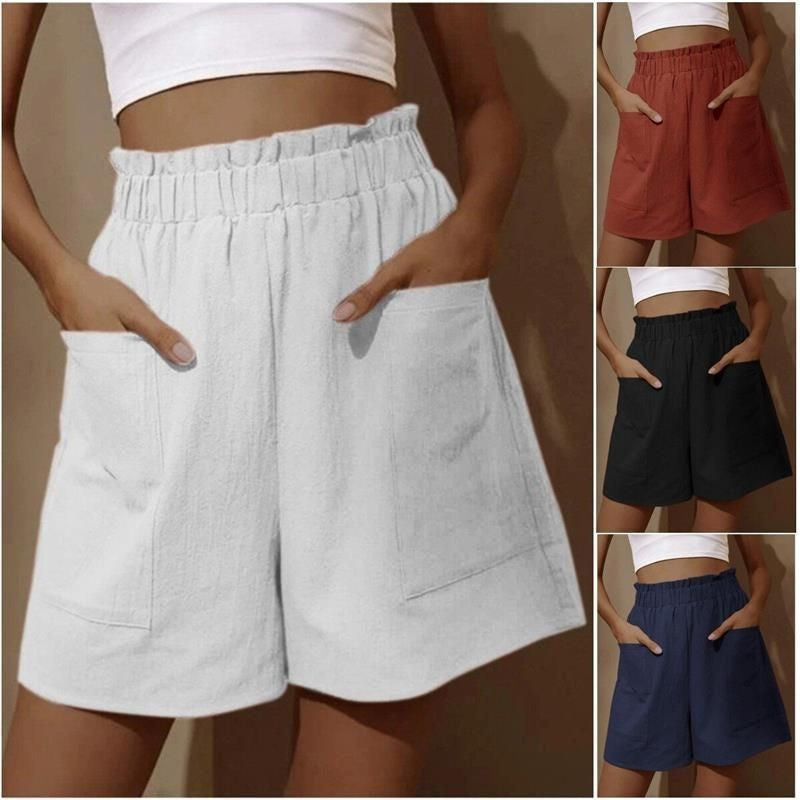 Women's Cotton Linen Floral Casual Bermuda Shorts