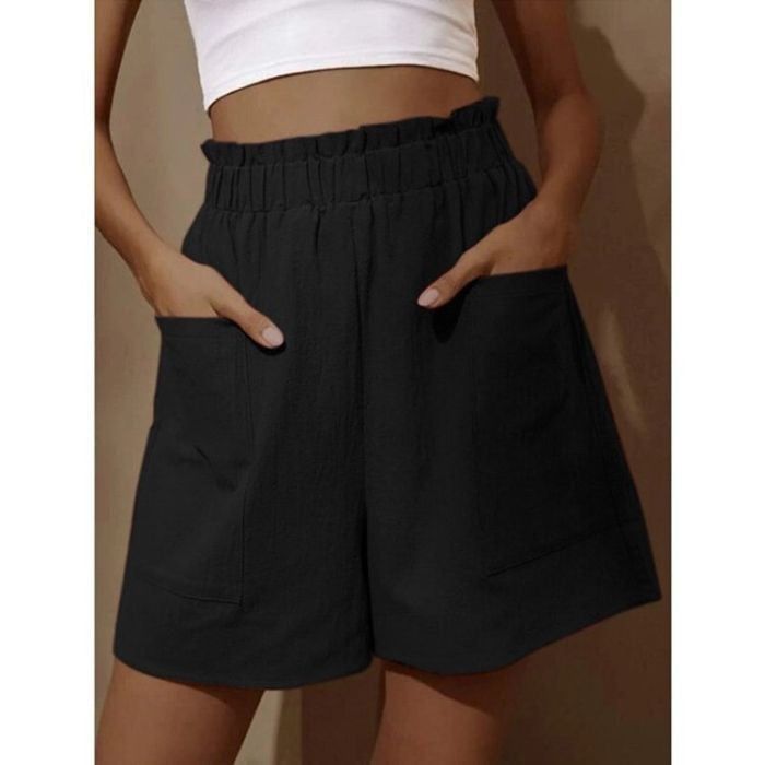 Women's Cotton Linen Floral Casual Bermuda Shorts