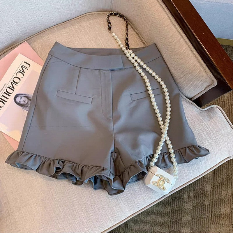 Women's Plus Size High-Waist Ruffled Casual Shorts