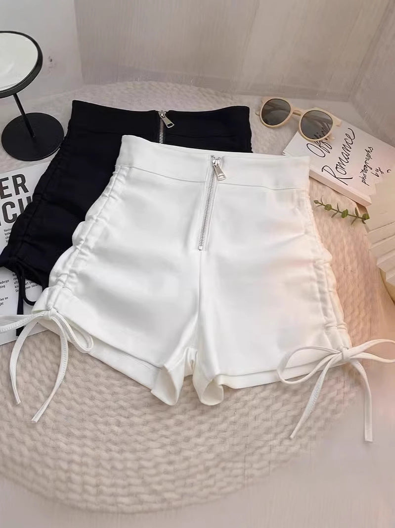 Plus Size Women's High-Waist Pleated Drawstring Shorts