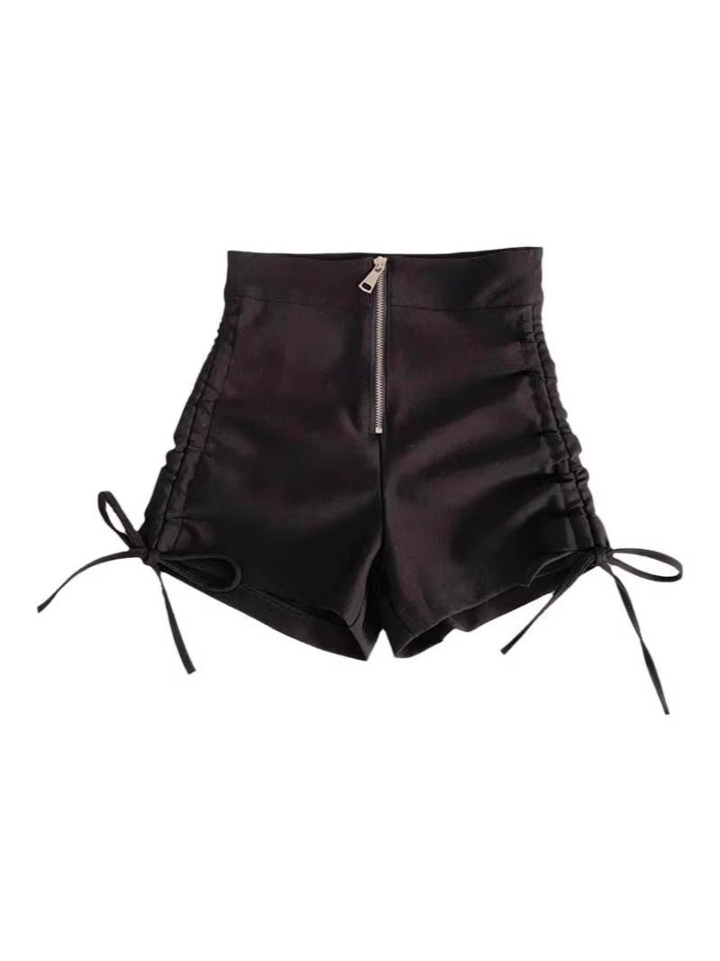 Plus Size Women's High-Waist Pleated Drawstring Shorts