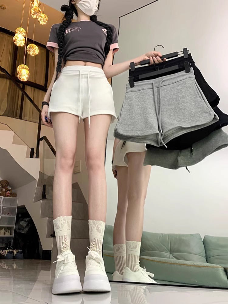 Women's High-Waist Gray Sports Casual Shorts