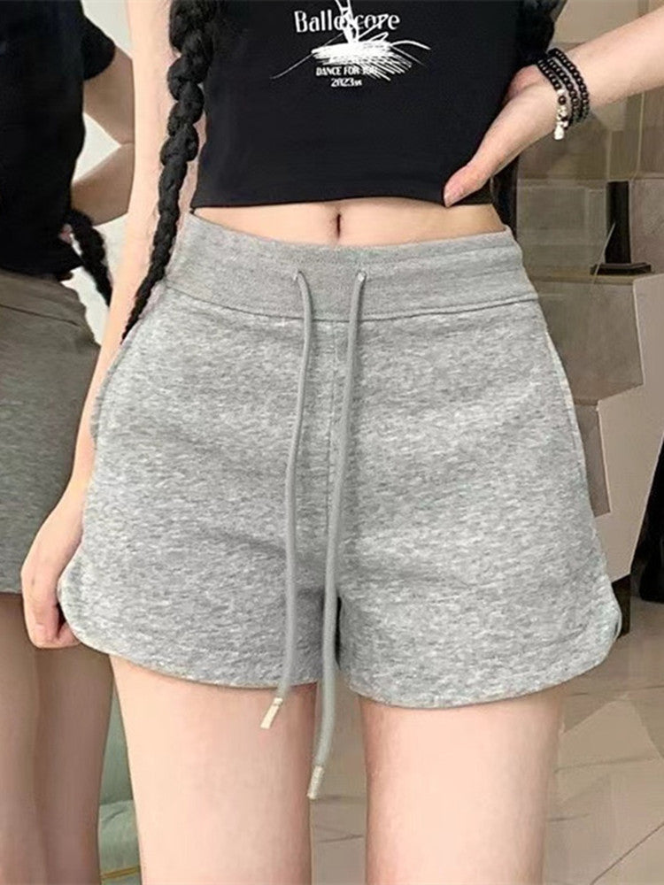 Women's High-Waist Gray Sports Casual Shorts
