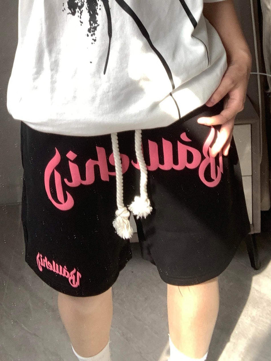 Women's Letter Print Casual Five-Point Sports Shorts