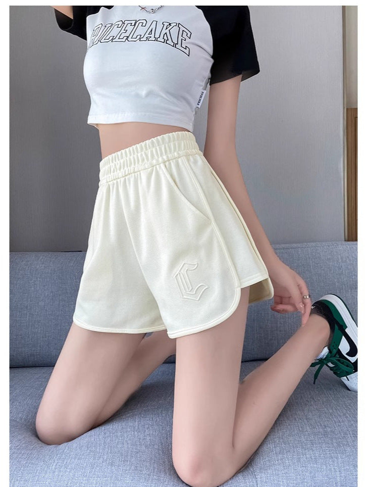 Women's Waffle Wide-Leg Casual Sports Shorts