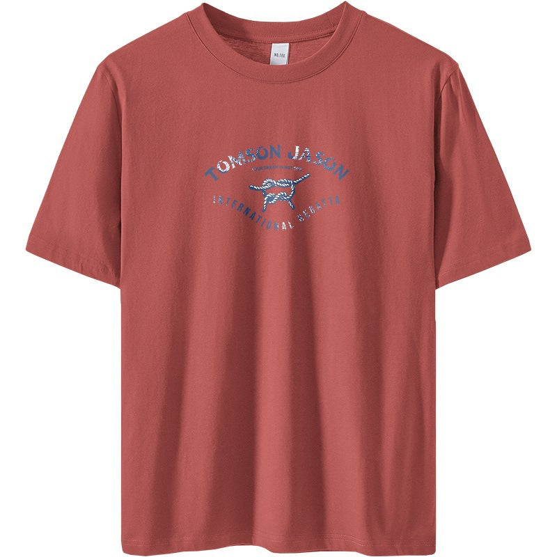Men's Pure Cotton White Crew Neck Loose Short Sleeve T-Shirt