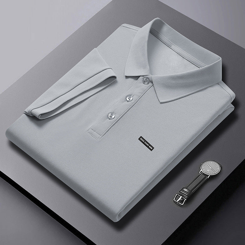 Men's Ice Silk Polo Shirt Lapel Collar Short Sleeve T-Shirt