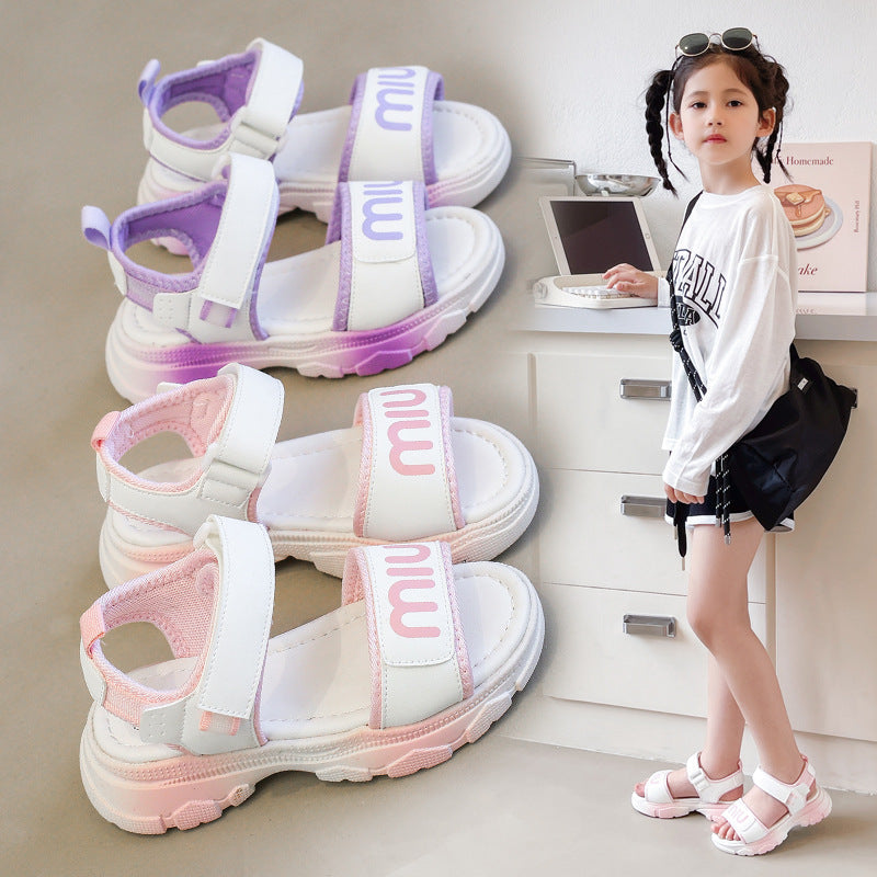 Girls' Soft Sole Beach Sandals with Non-Slip Casual Comfort