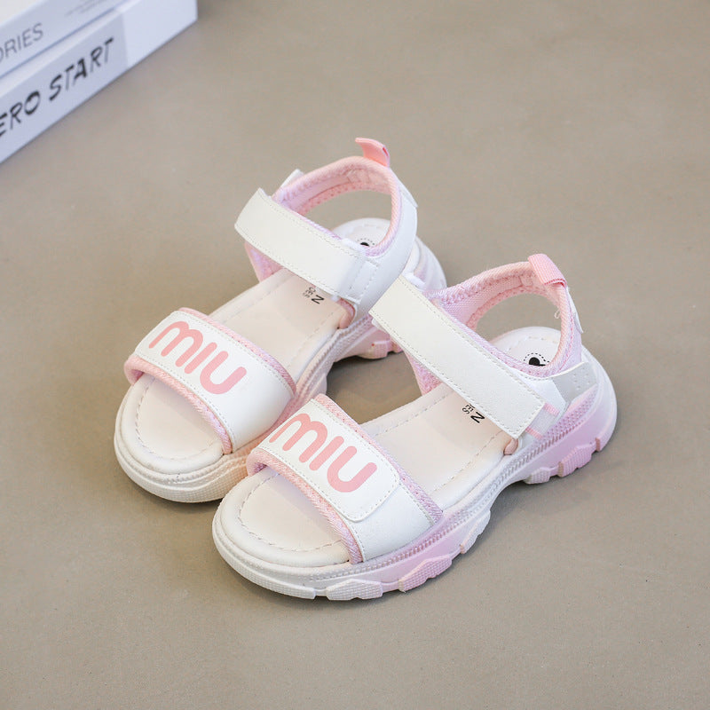 Girls' Soft Sole Beach Sandals with Non-Slip Casual Comfort