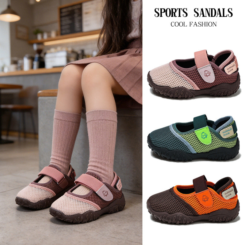 Girls' Breathable Closed-Toe Mesh Sports Sandals