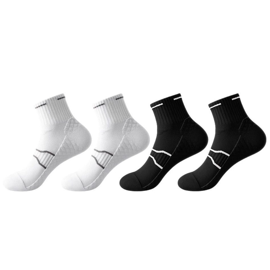 Men's Mid-Calf Sports Socks with Cushioned Sole for Running