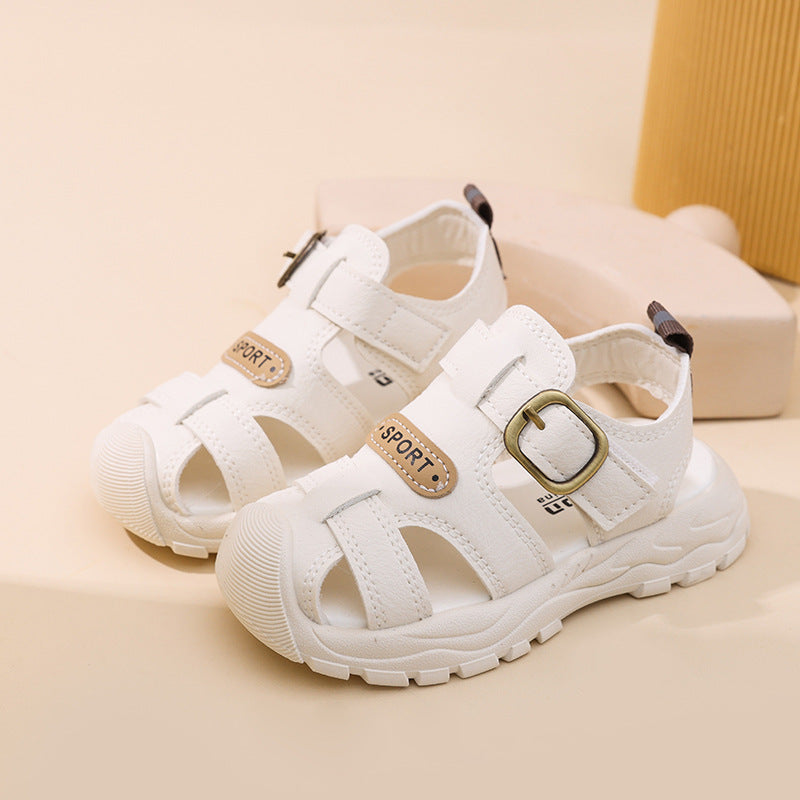 Kids' Closed-Toe Velcro Beach Sandals with Soft Sole