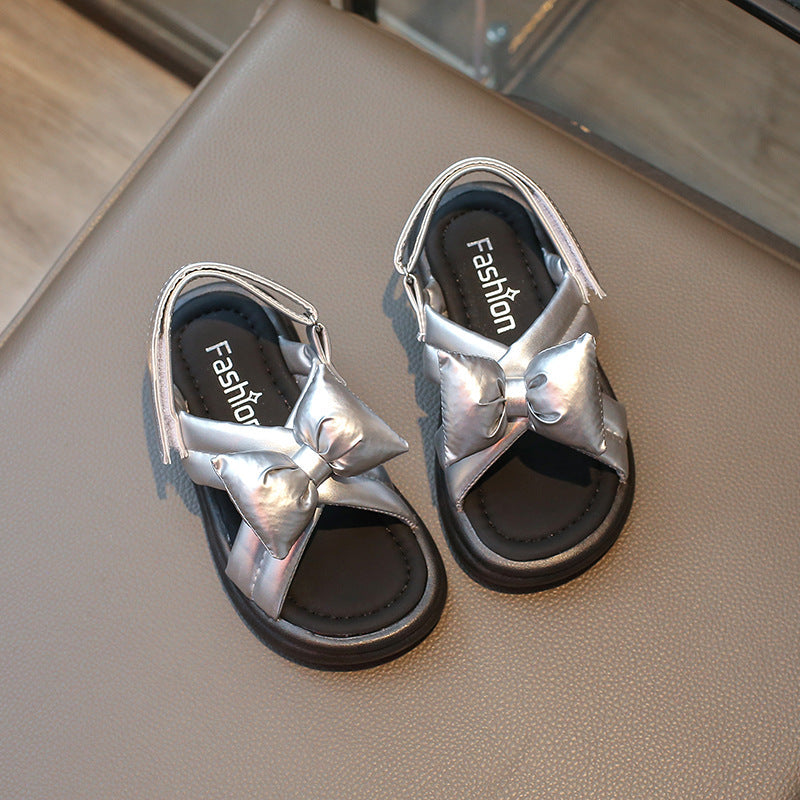Girls' Bow Pearl Princess Sandals for Indoor and Outdoor Wear