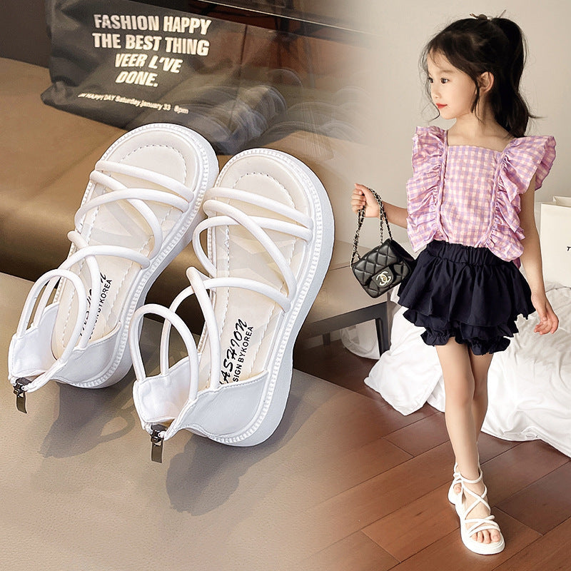 Girls' Bowknot Princess Sandals in Classic Black