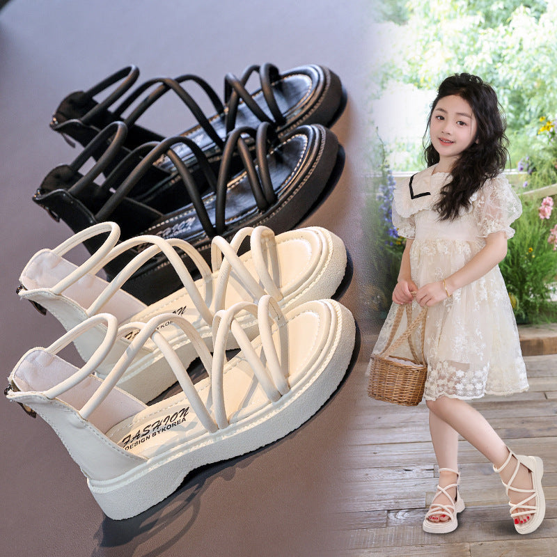Girls' Bowknot Princess Sandals in Classic Black