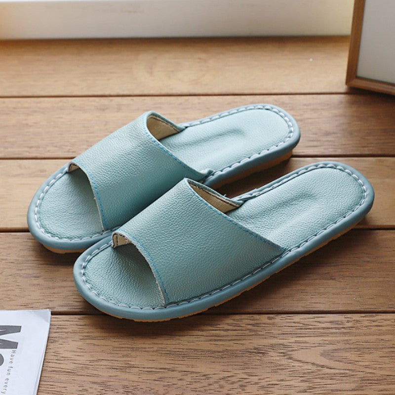 Genuine Leather Non-Slip Indoor Home Slippers for Couples