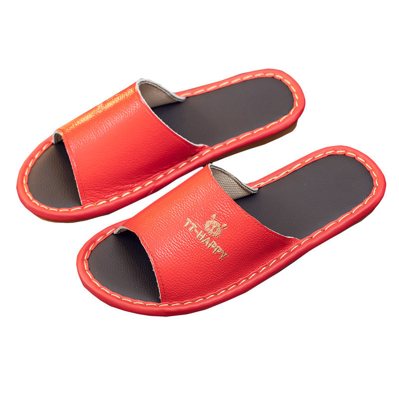 Genuine Leather Cowhide Indoor Couple Home Slippers