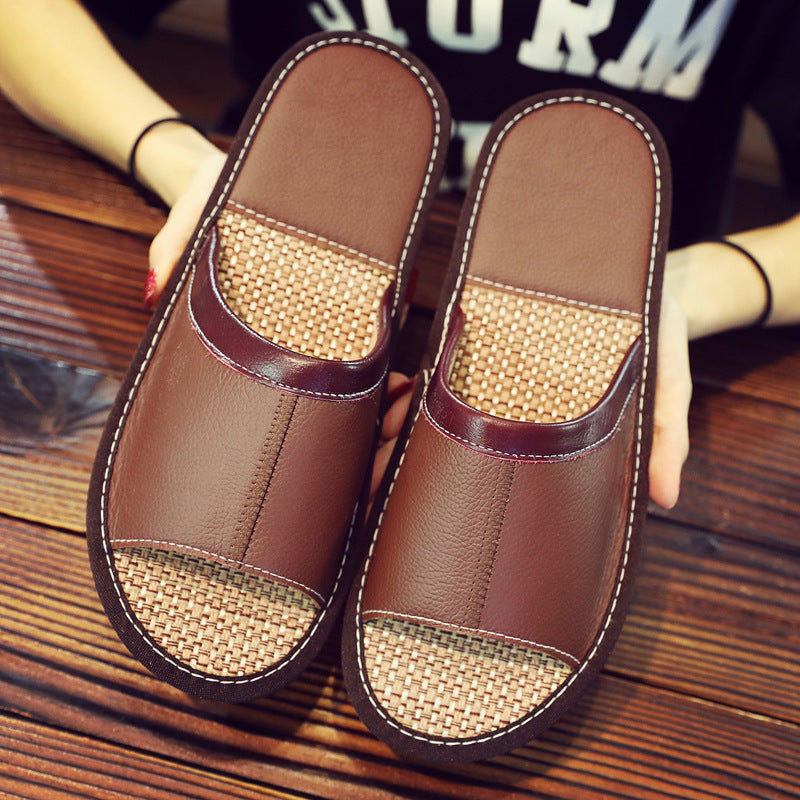 Genuine Cowhide Non-Slip Indoor Home Slippers for Couples