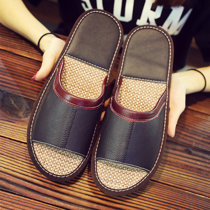 Genuine Cowhide Non-Slip Indoor Home Slippers for Couples