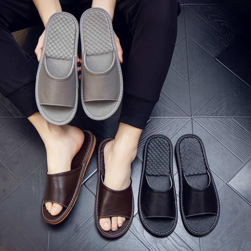 Genuine Cowhide Soft Sole Indoor Home Sandals for Couples