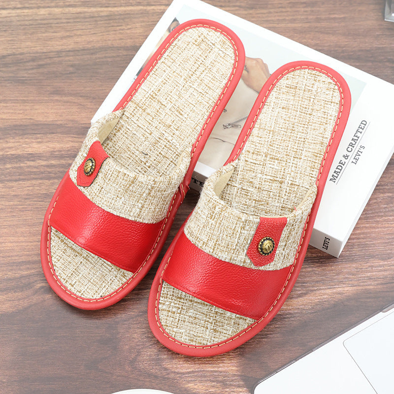 Genuine Leather Open-Toe Non-Slip Home Sandals