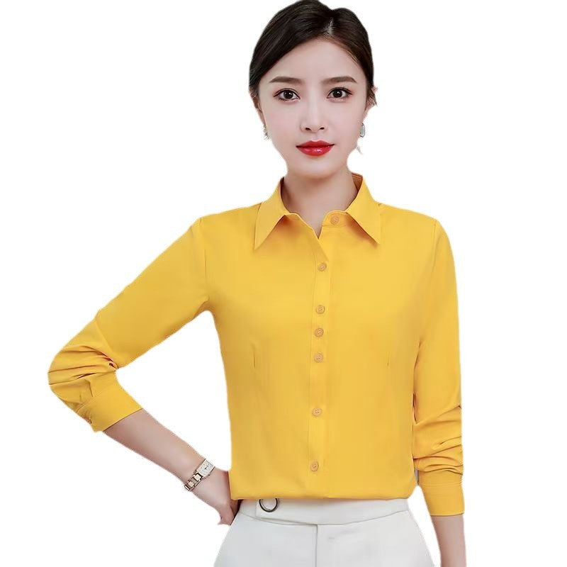Korean Style Blue Slim Fit Long Sleeve Women's Shirt