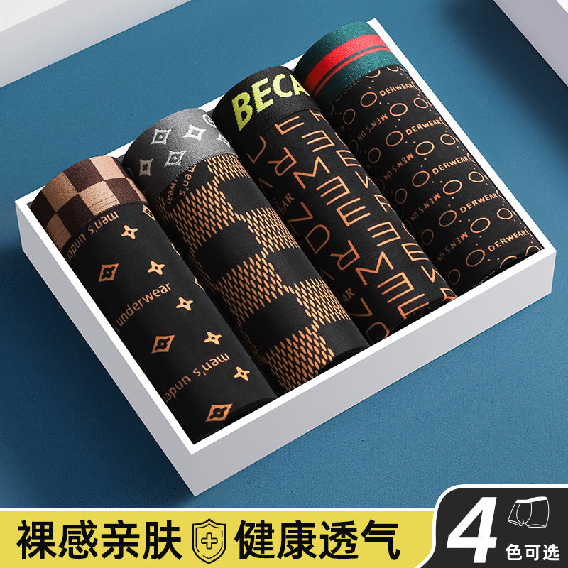 Men's High Elastic Printed Boxer Shorts with Breathable Fit