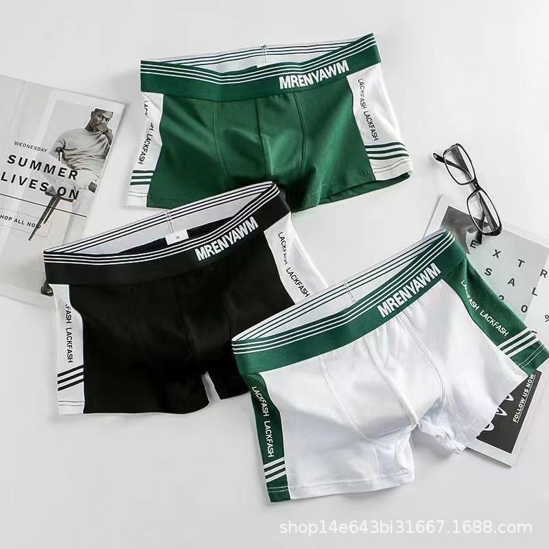 Boys Men's Color Matching Boxer Shorts with Comfortable Fit