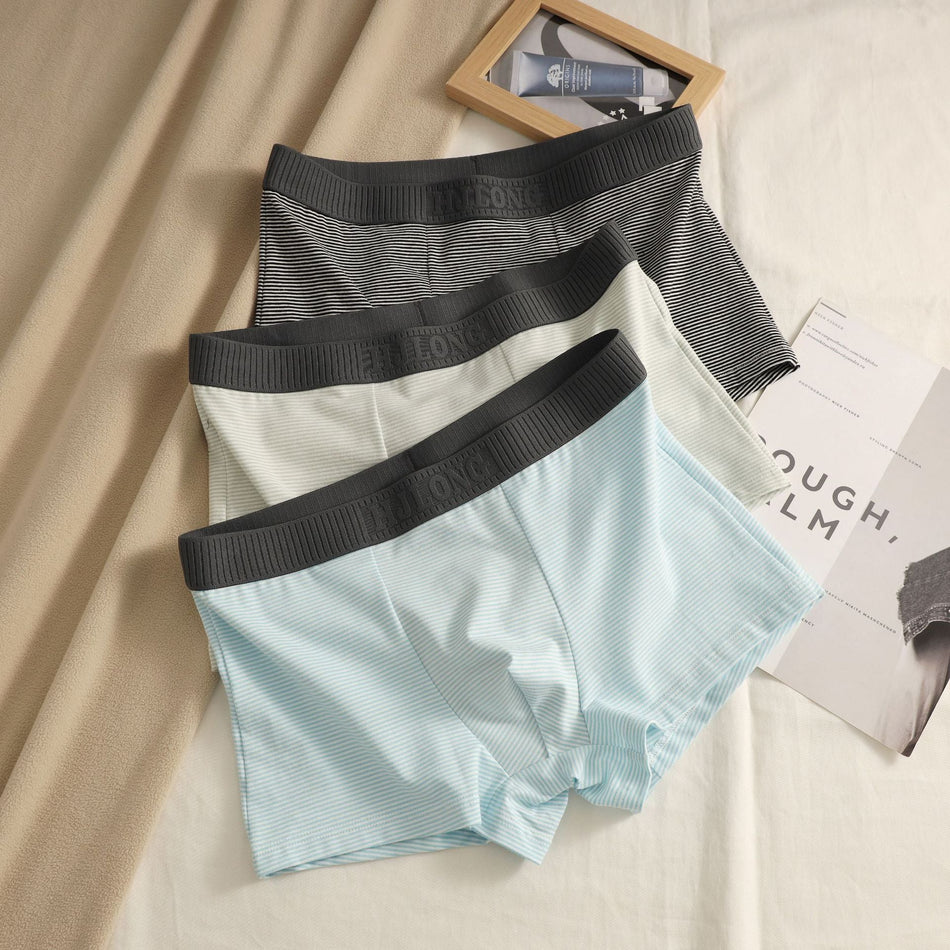Men's Pure Cotton Striped Boxer Shorts with Slim Fit Design