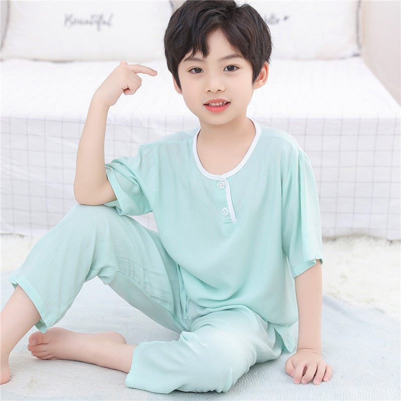 Premium Cotton Silk Kids' Summer Pajama Lounge Set