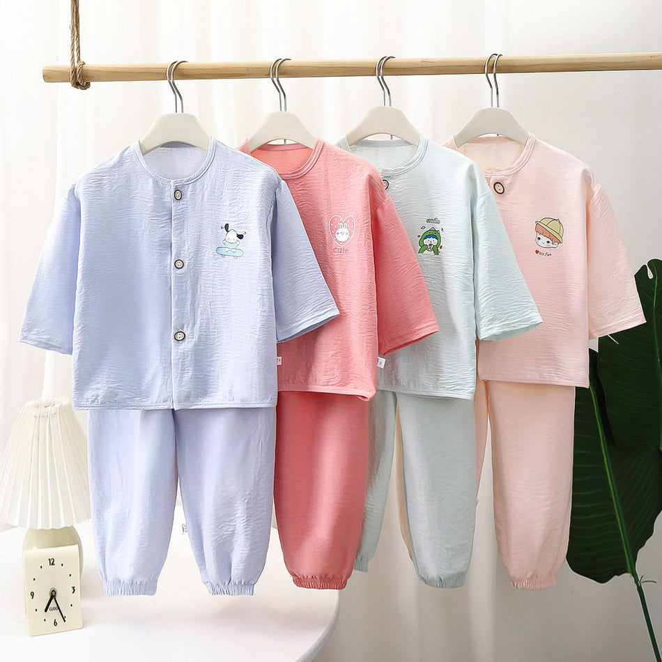 Kids' Lightweight Cardigan Homewear Set with Cropped Pants