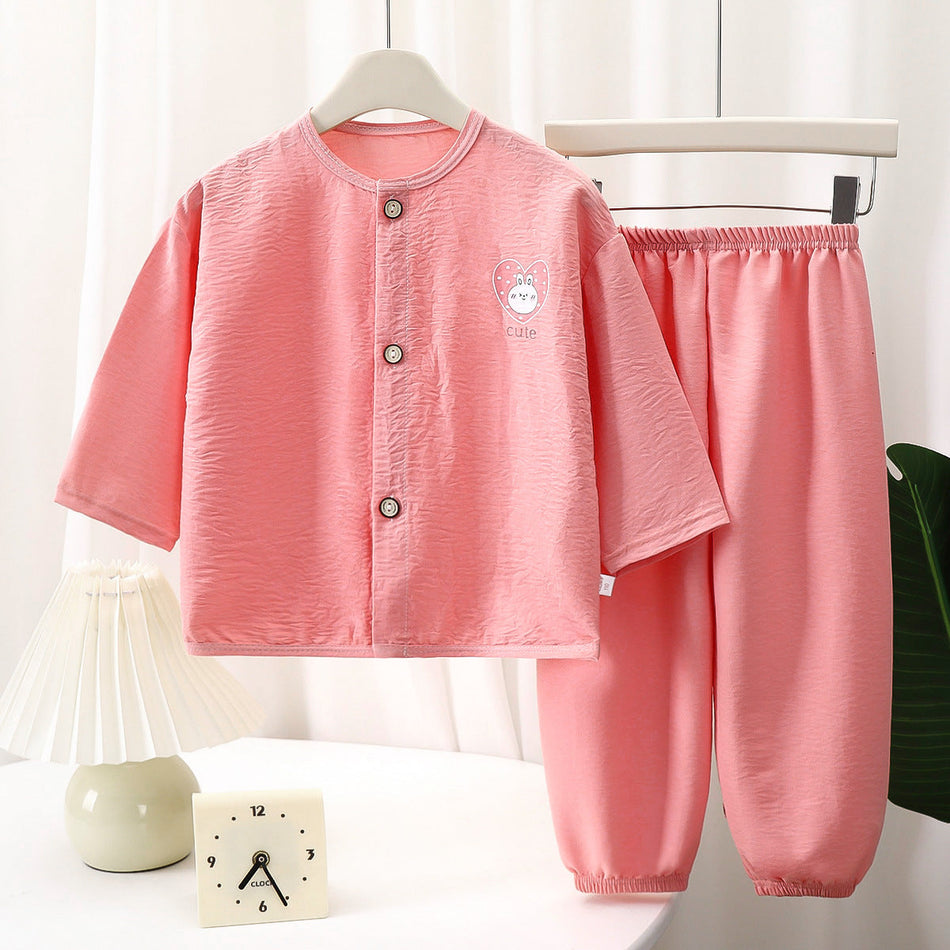Kids' Lightweight Cardigan Homewear Set with Cropped Pants