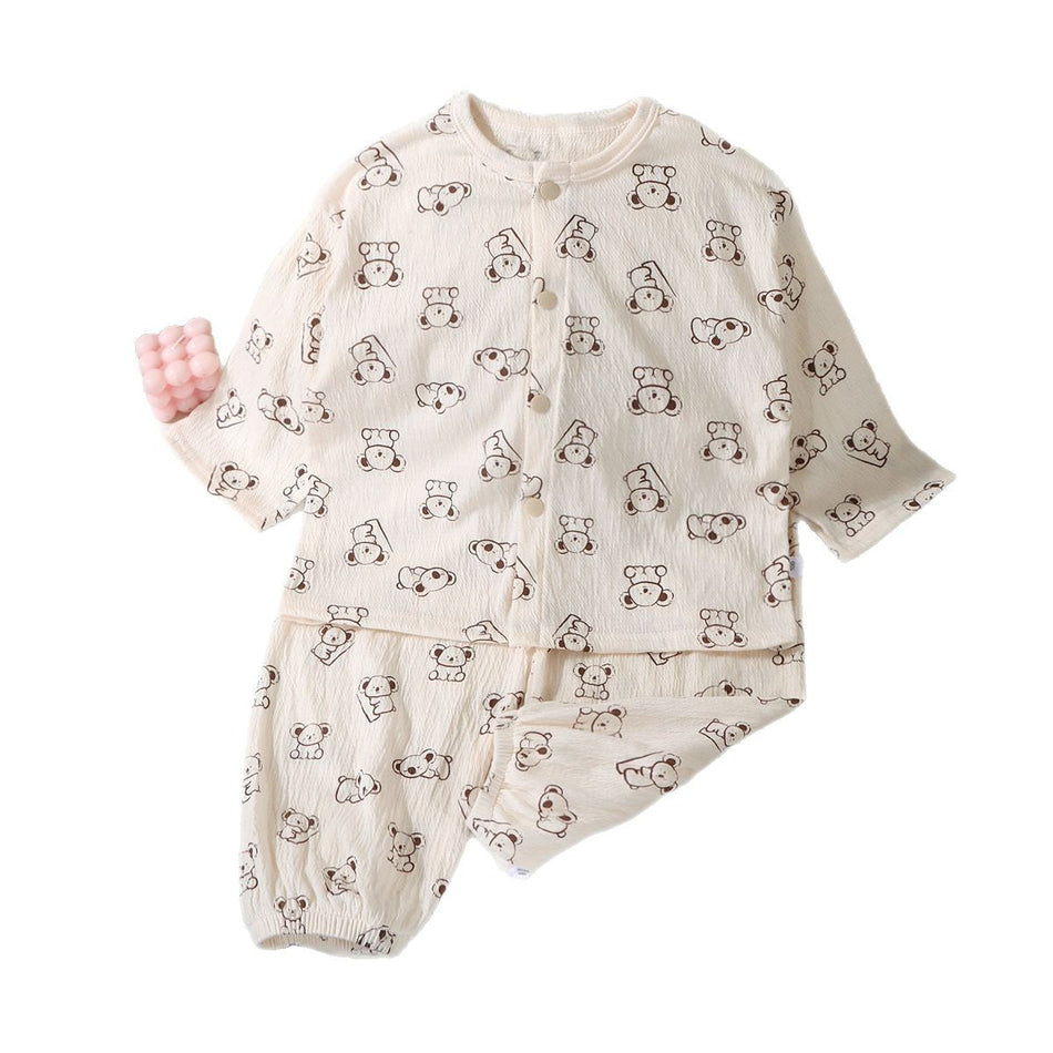 Women's Wrinkled Cotton Floral Long Sleeve Nightdress