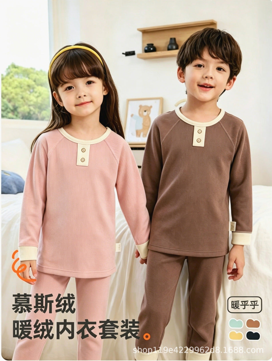 Kids' Thermal Cotton Underwear Set for Boys and Girls