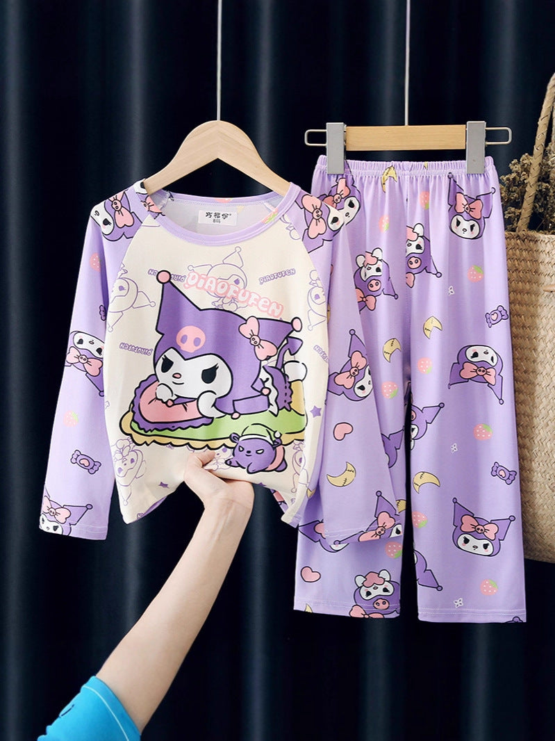 Kids' Lightweight Cartoon Long Sleeve Pajama Set