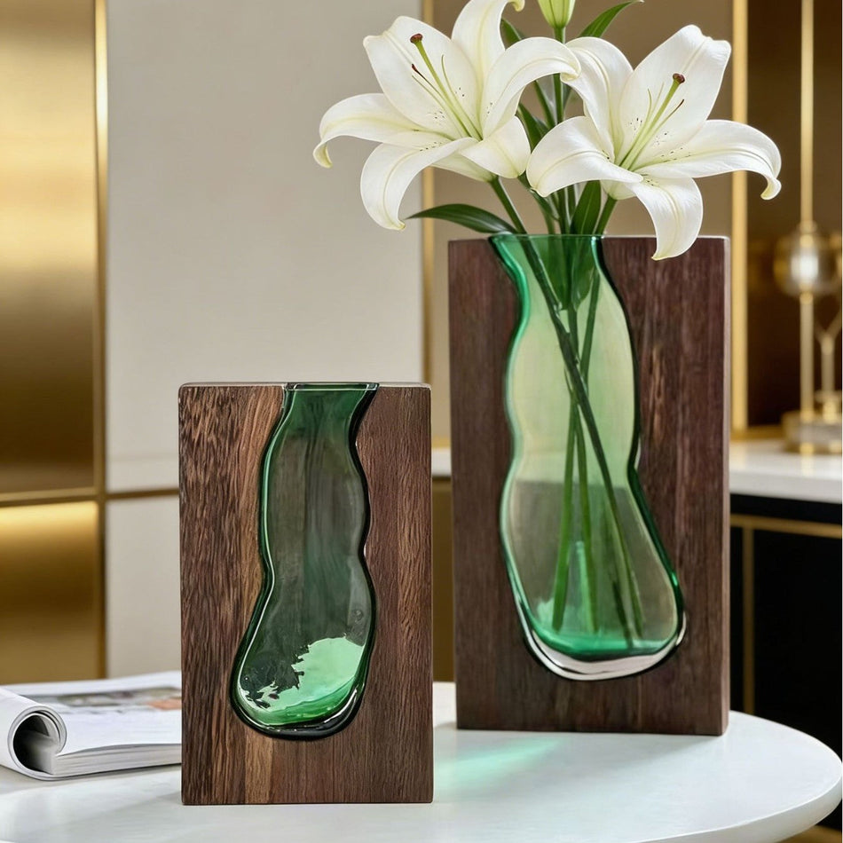 Nordic Log House Glass Vase for Modern Home & Table Décor