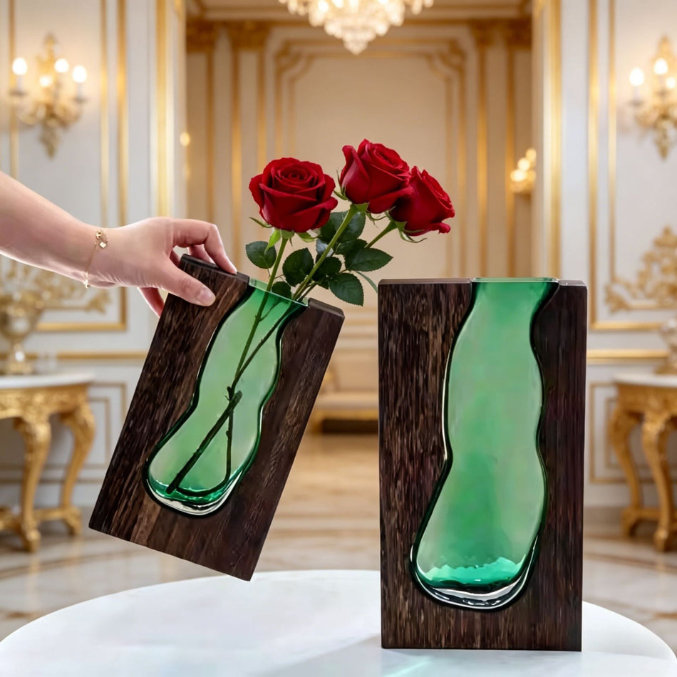Nordic Log House Glass Vase for Modern Home & Table Décor